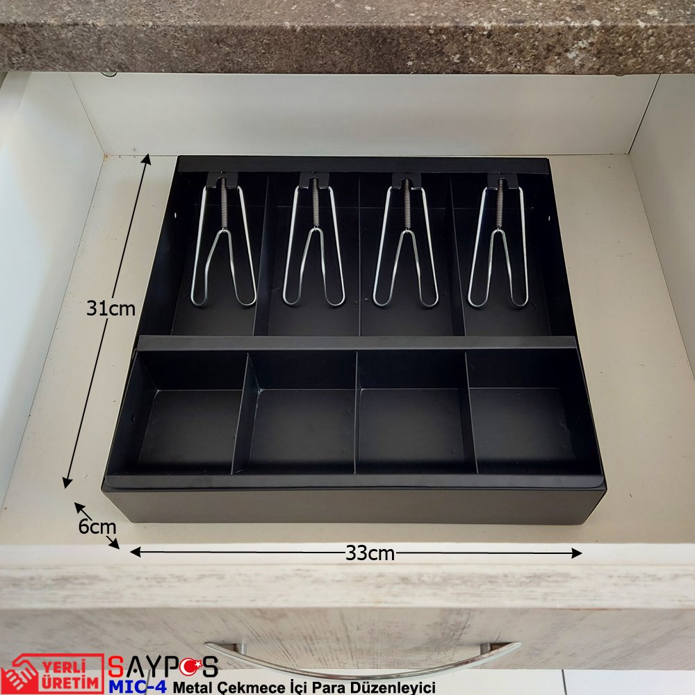 Saypos%20Metal%20Çekmece%20İçi%20Para%20Düzenleyici%204%20Banknot%204%20Madeni%20Para%20Bölmeli%2033x31x6cm