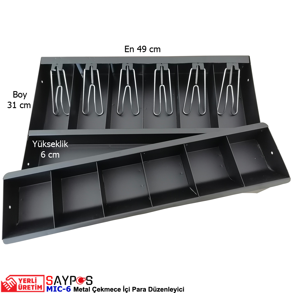 Saypos%20Metal%20Çekmece%20İçi%20Para%20Düzenleyici%206%20Banknot%206%20Madeni%20Para%20Bölmeli%2049x31x6cm