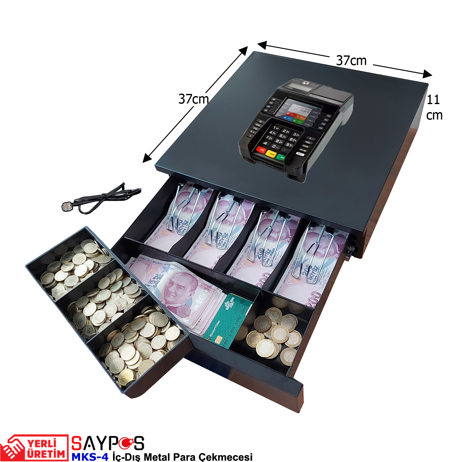 İngenico%20Yazarkasa%20Pos%20Bağlantılı%204%20Geniş%20Banknot%20Gözlü%20İçi-Dışı%20Full%20Metal%20Para%20Çekmecesi%2037x37x11cm
