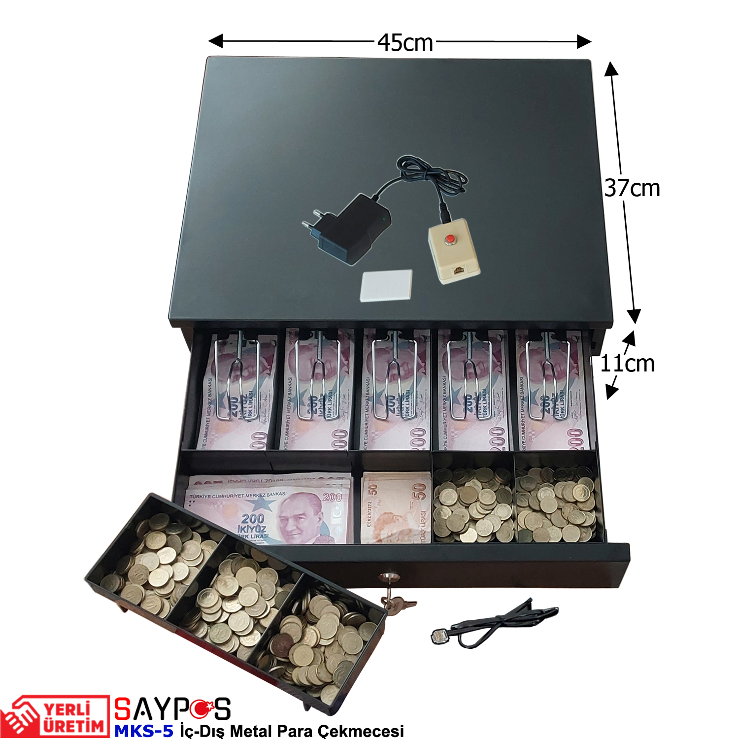 Kolay%20Açma%20Buton%20ve%20Adaptörlü%205%20Geniş%20Banknot%20Gözlü%20İçi-Dışı%20Full%20Metal%20Kırılmaz%20Para%20Çekmecesi%2045x37x11cm