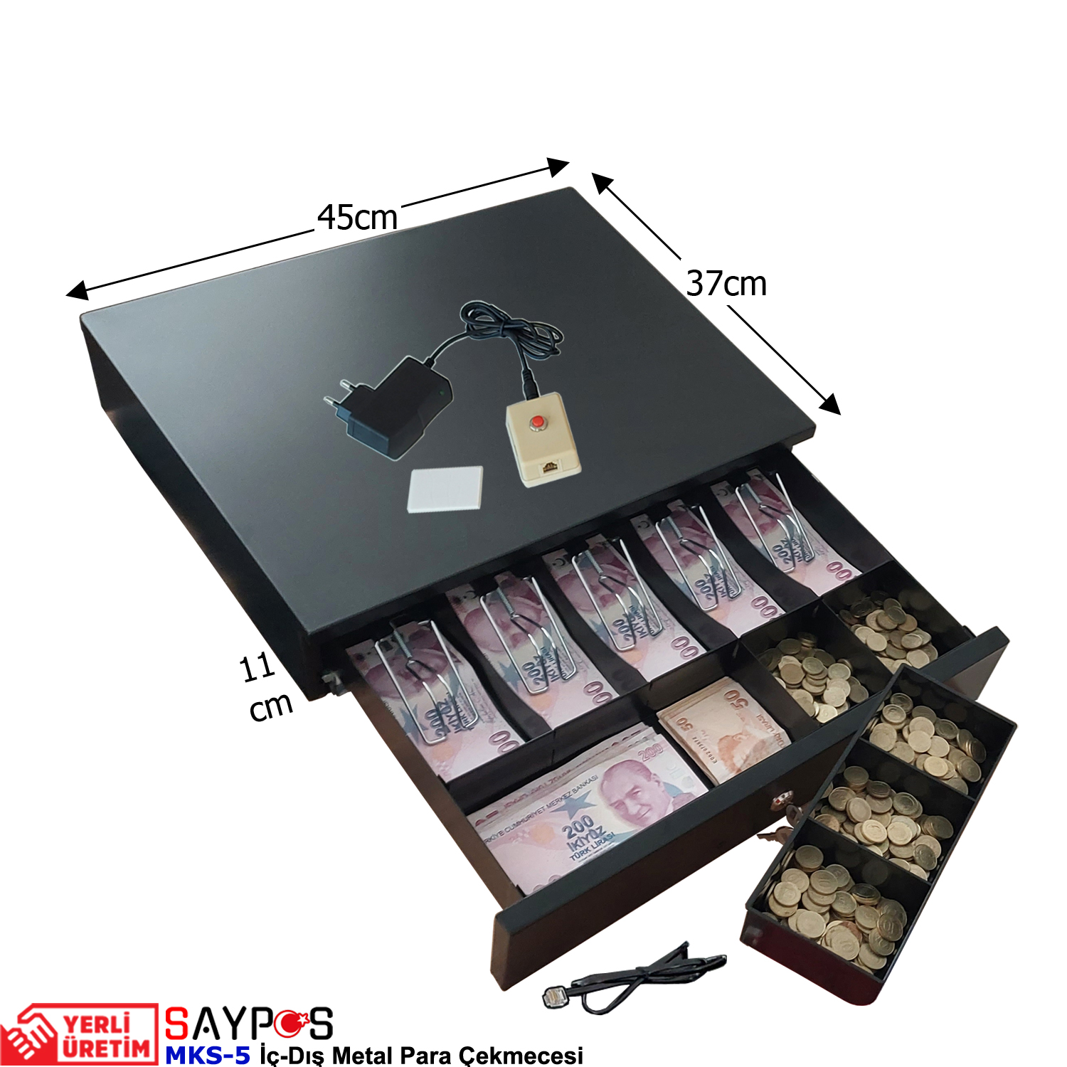 Kolay%20Açma%20Buton%20ve%20Adaptörlü%205%20Geniş%20Banknot%20Gözlü%20İçi-Dışı%20Full%20Metal%20Kırılmaz%20Para%20Çekmecesi%2045x37x11cm