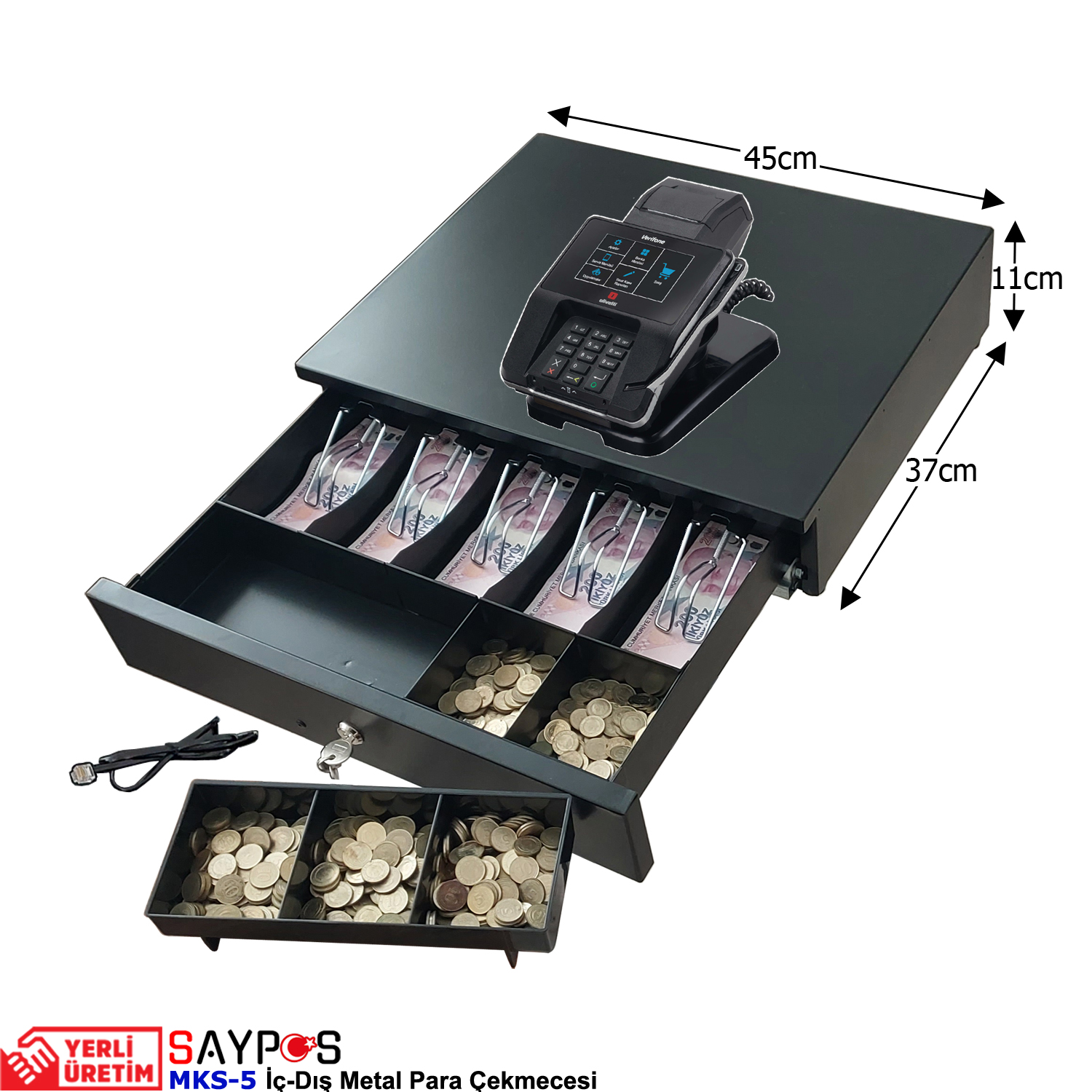 Verifone%20MX915%20Yazarkasa%20Pos%20Bağlantılı%205%20Geniş%20Banknot%20Gözlü%20İçi-Dışı%20Full%20Metal%20Para%20Çekmecesi%2045x37x11cm
