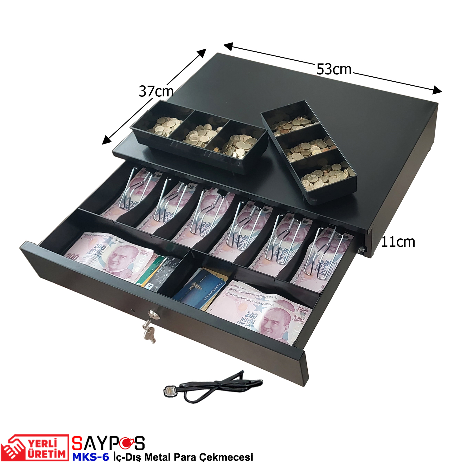 İngenico%20Yazarkasa%20Pos%20Bağlantılı%206%20Geniş%20Banknot%20Gözlü%20İçi-Dışı%20Full%20Metal%20Para%20Çekmecesi%2053x37x11cm