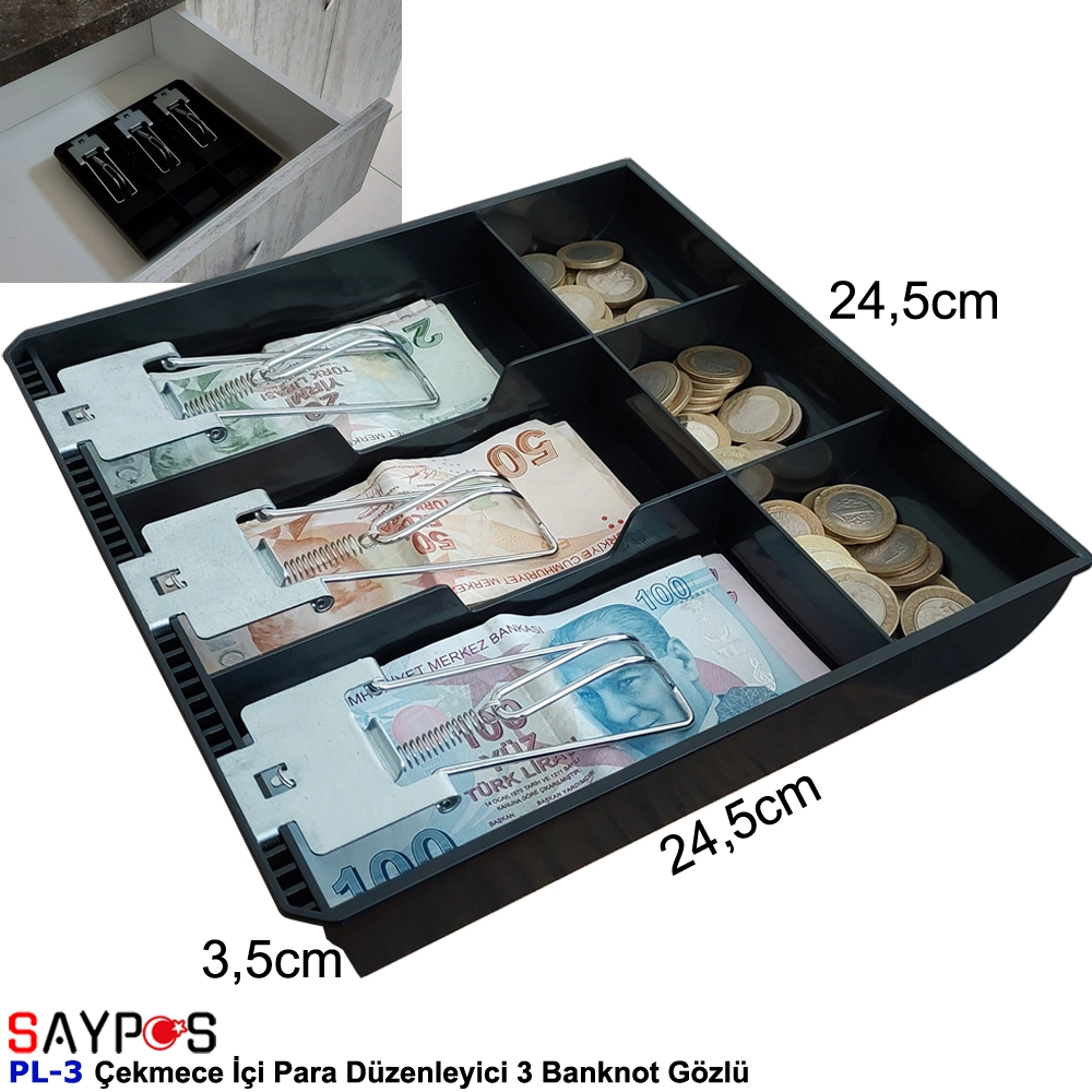 Metal%20Mandallı%20Rampalı%20Çekmece%20İçi%20Para%20Düzenleyici%203%20Banknot%203%20Bozuk%20Para%20Gözlü%2024,5x24,5x3,5cm