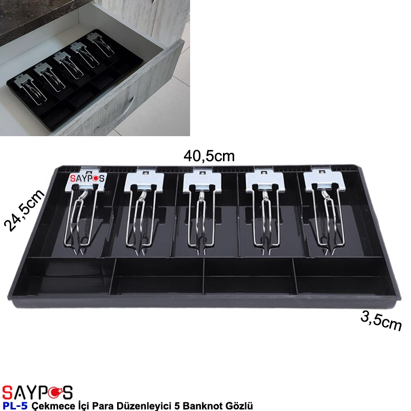 Metal%20Mandallı%20Rampalı%20Çekmece%20İçi%20Para%20Düzenleyici%205%20Banknot%204%20Bozuk%20Para%20Gözlü%2040,5x24,5x3,5cm
