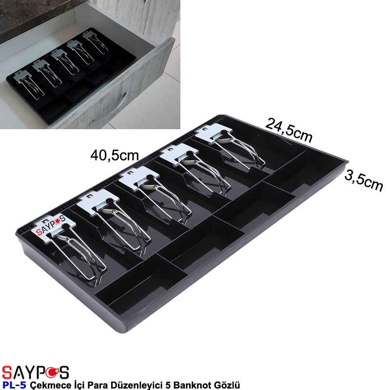 Metal%20Mandallı%20Rampalı%20Çekmece%20İçi%20Para%20Düzenleyici%205%20Banknot%204%20Bozuk%20Para%20Gözlü%2040,5x24,5x3,5cm