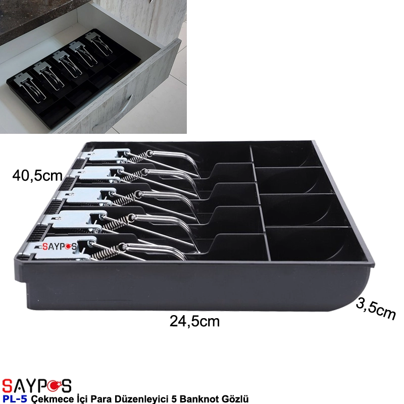 Metal%20Mandallı%20Rampalı%20Çekmece%20İçi%20Para%20Düzenleyici%205%20Banknot%204%20Bozuk%20Para%20Gözlü%2040,5x24,5x3,5cm