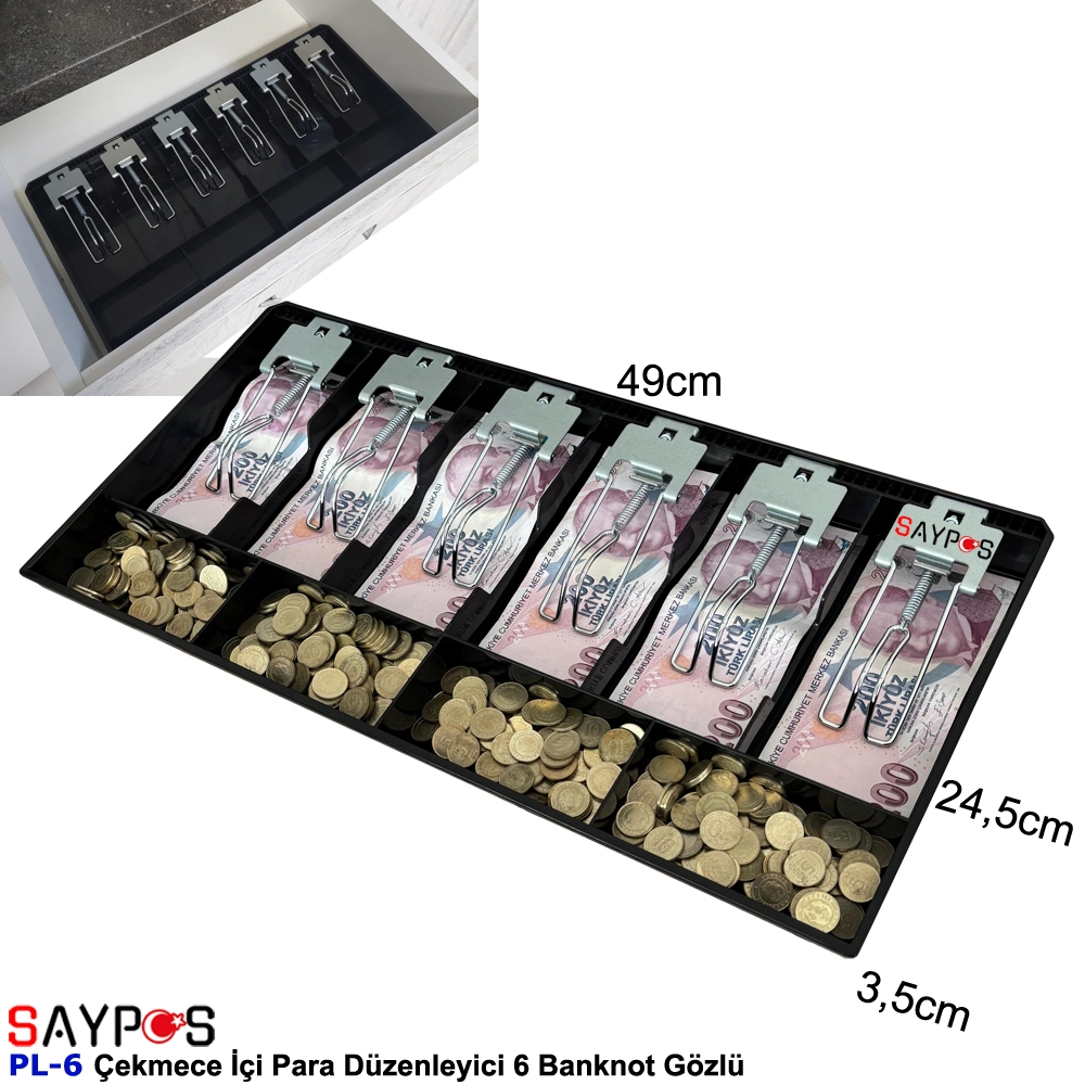 Metal%20Mandallı%20Rampalı%20Çekmece%20İçi%20Para%20Düzenleyici%206%20Banknot%204%20Bozuk%20Para%20Gözlü%2049x24,5x3,5cm