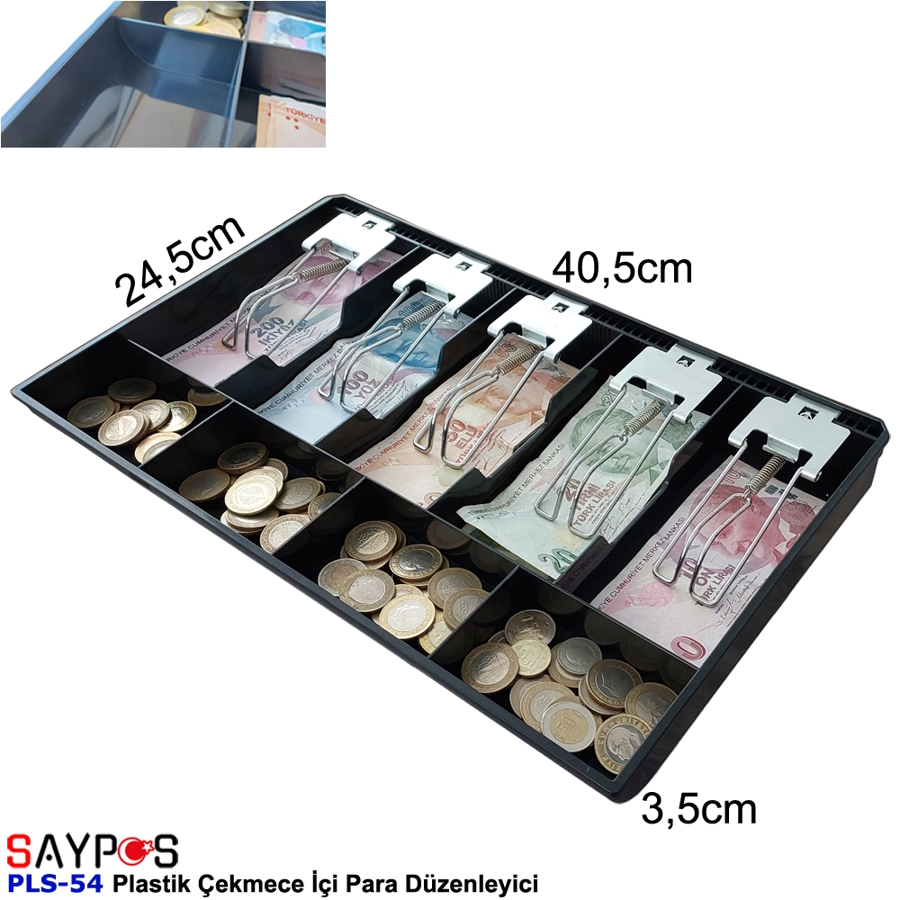 Metal%20Mandallı%20Rampalı%20Çekmece%20İçi%20Para%20Düzenleyici%205%20Banknot%204%20Bozuk%20Para%20Gözlü%2040,5x24,5x3,5cm