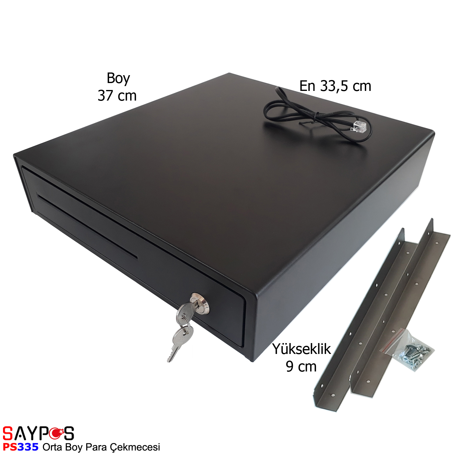 Saypos%20Askılı%20Yazarkasa%20Para%20Çekmecesi%20Montaj%20Askısı%20Hediye%204%20Banknot%20Bölmeli%2033,5x37x9cm