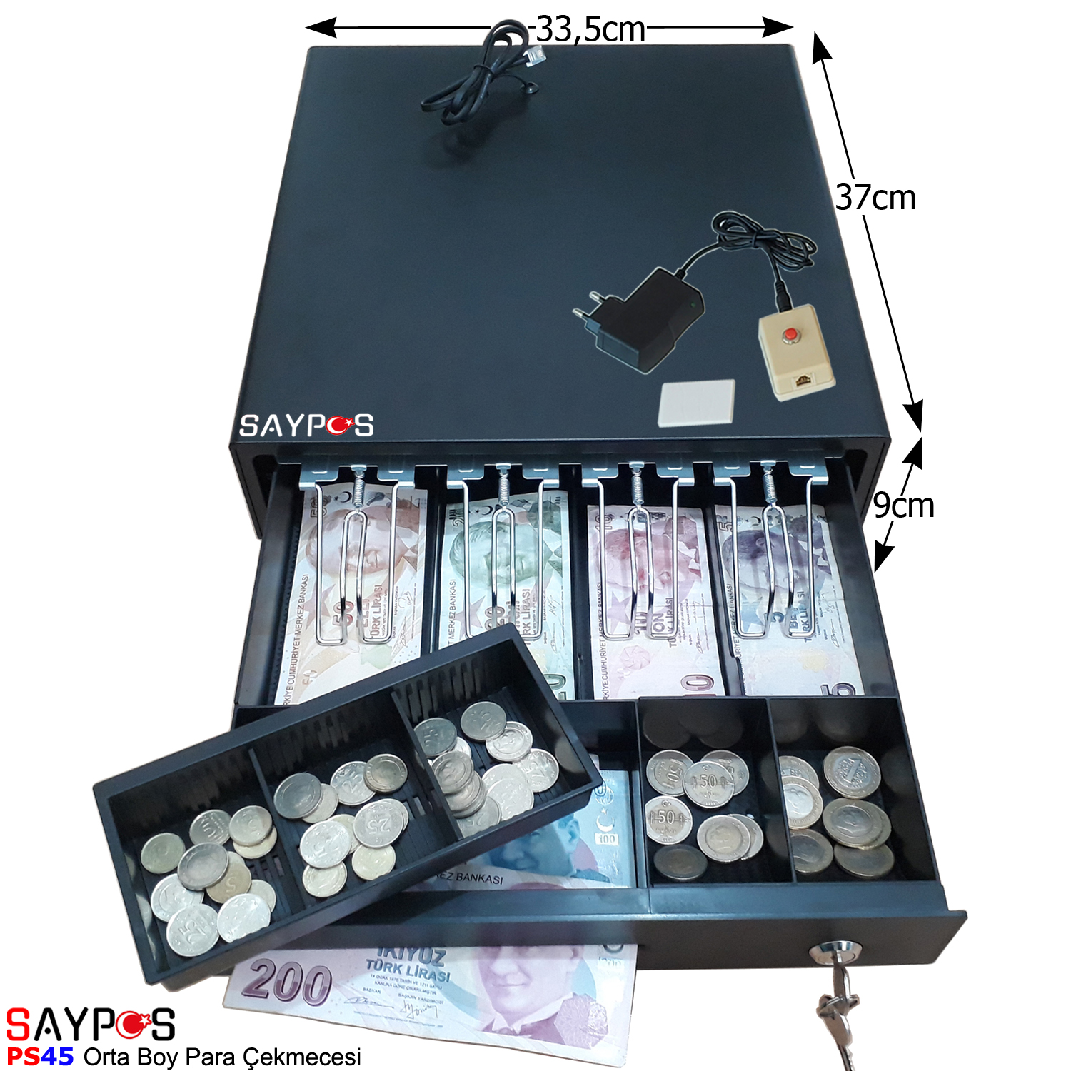 4%20Banknot%20Gözlü%20Kolay%20Açma%20Buton%20ve%20Adaptörlü,%20Anahtardan%20Açılır%20Orta%20Boy%20Para%20Çekmecesi%2033,5x37x9cm