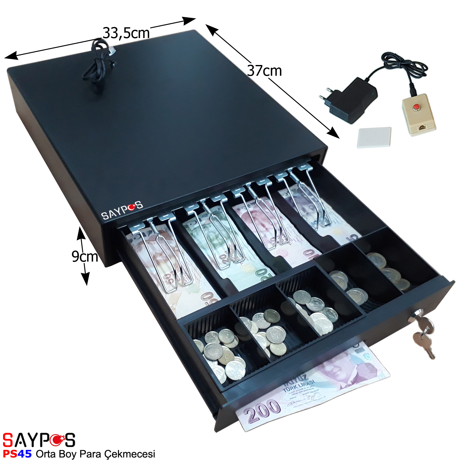 4%20Banknot%20Gözlü%20Kolay%20Açma%20Buton%20ve%20Adaptörlü,%20Anahtardan%20Açılır%20Orta%20Boy%20Para%20Çekmecesi%2033,5x37x9cm