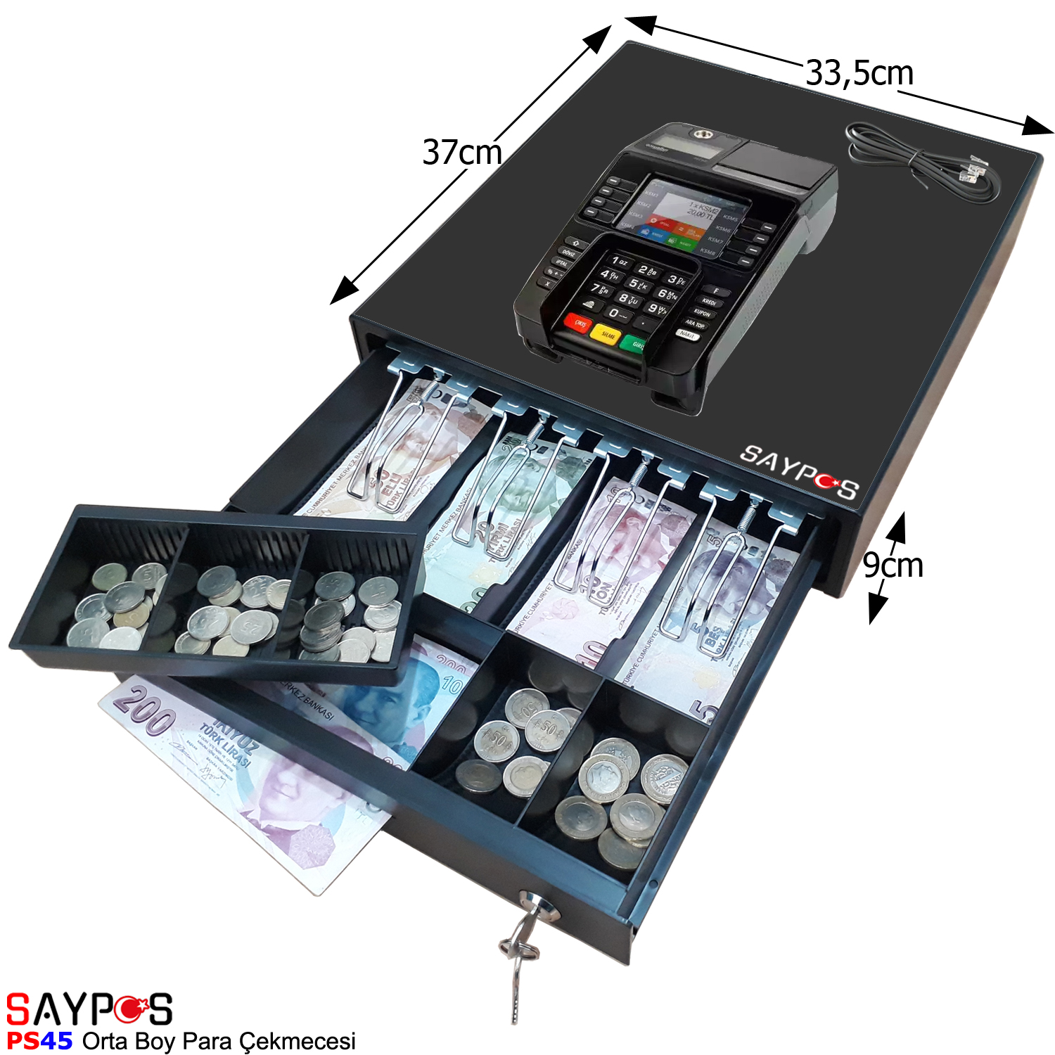 İngenico%20iDE280%20-%20iWE280%20-%20Move5000F%20Yazarkasa%20Çekmecesi%204%20Banknot%20Bölmeli%2033,5x37x9cm
