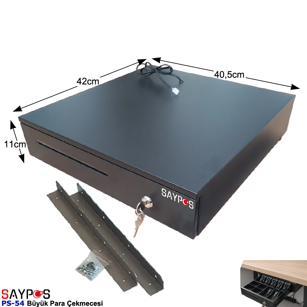 Montaj%20Askılı%20Slip%20Gözlü%205%20Kağıt%20Para%20Bölmeli%20Anahtarlı%20Pos%20Bağlantılı%20Para%20Çekmecesi%2040,5x42x11cm
