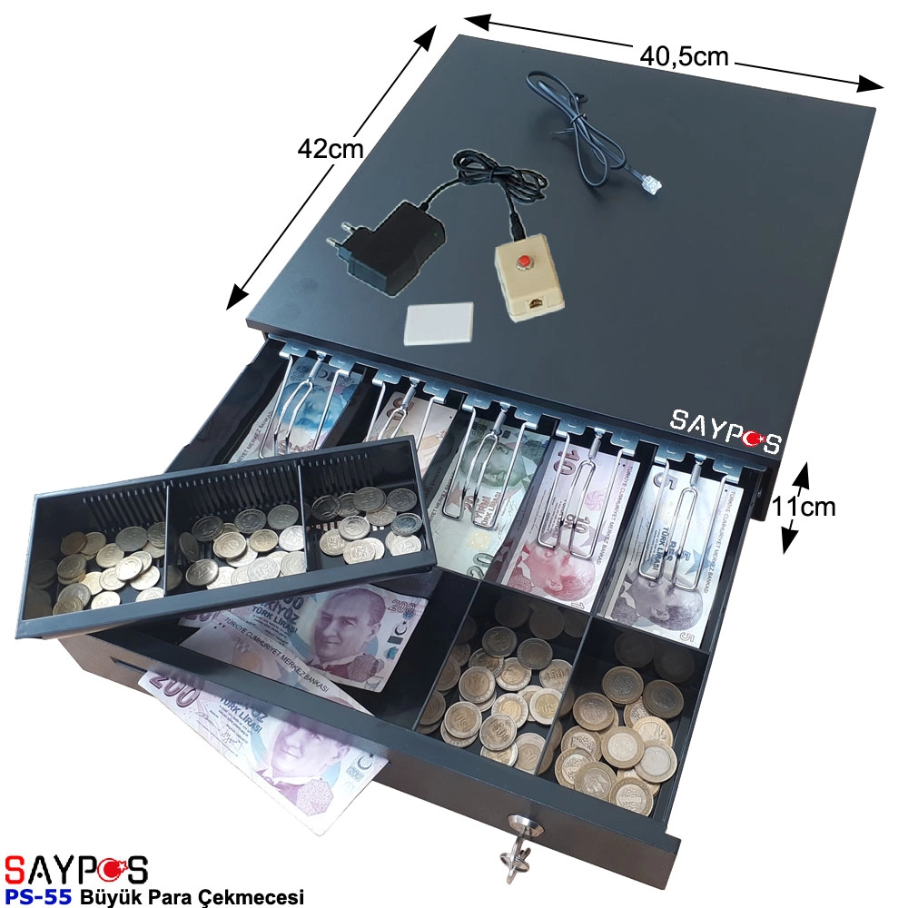 Kolay%20Açma%20Butonlu%205%20Geniş%20Banknot%20Gözlü%20Anahtardan%20Açılır%20Büyük%20Para%20Çekmecesi%2040,5x42x11cm
