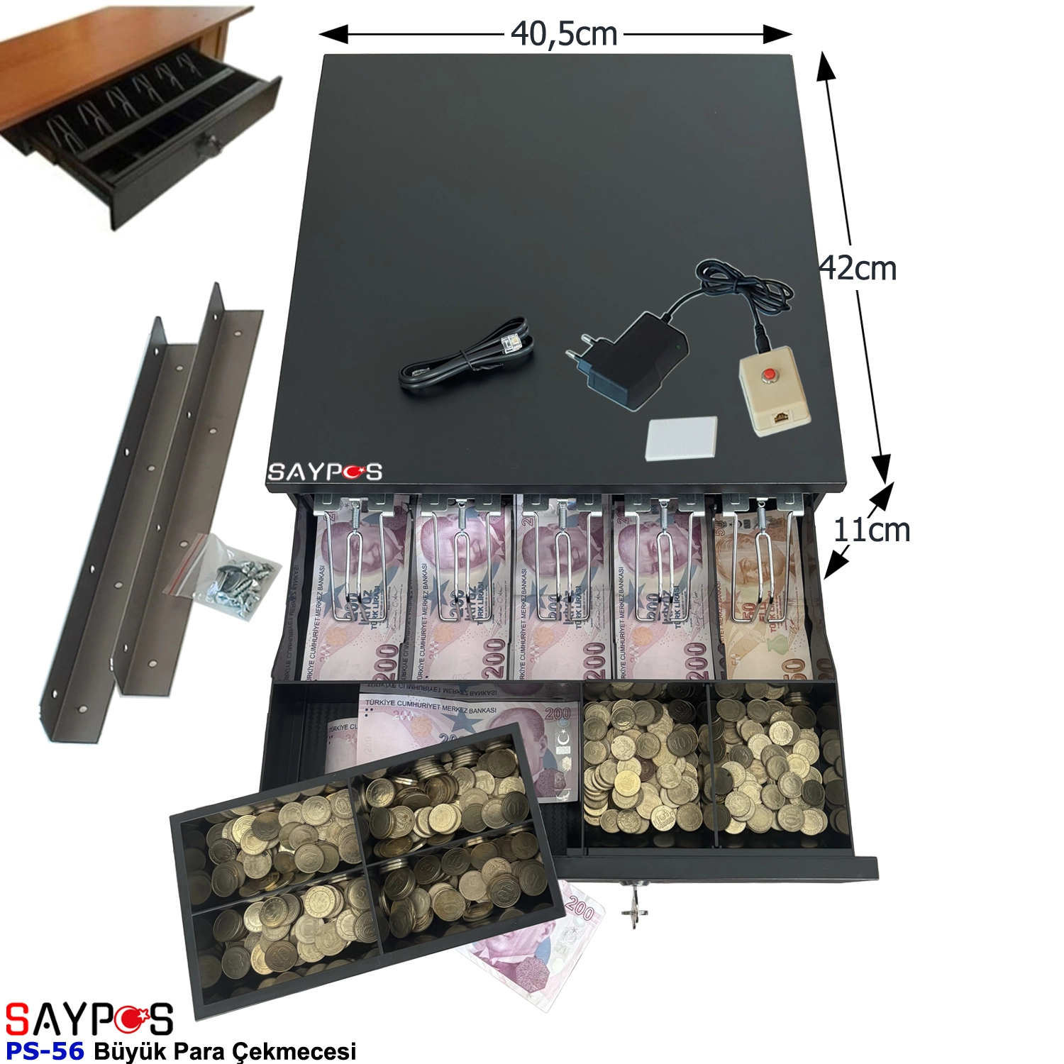 Açma%20Butonlu%20ve%20Montaj%20Askılı%20(Takım)%205%20Geniş%20Banknot%20Gözlü%20Büyük%20Para%20Çekmecesi%2040,5x42x11cm