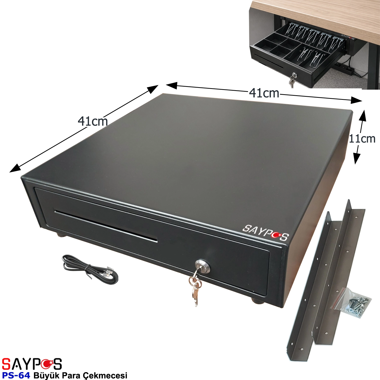 6%20Banknot%20Gözlü%20Montaj%20Askılı%20ve%2012V%20Fiş%20Yazıcılarla%20Uyumlu%20Büyük%20Para%20Çekmecesi%2041x41x11cm