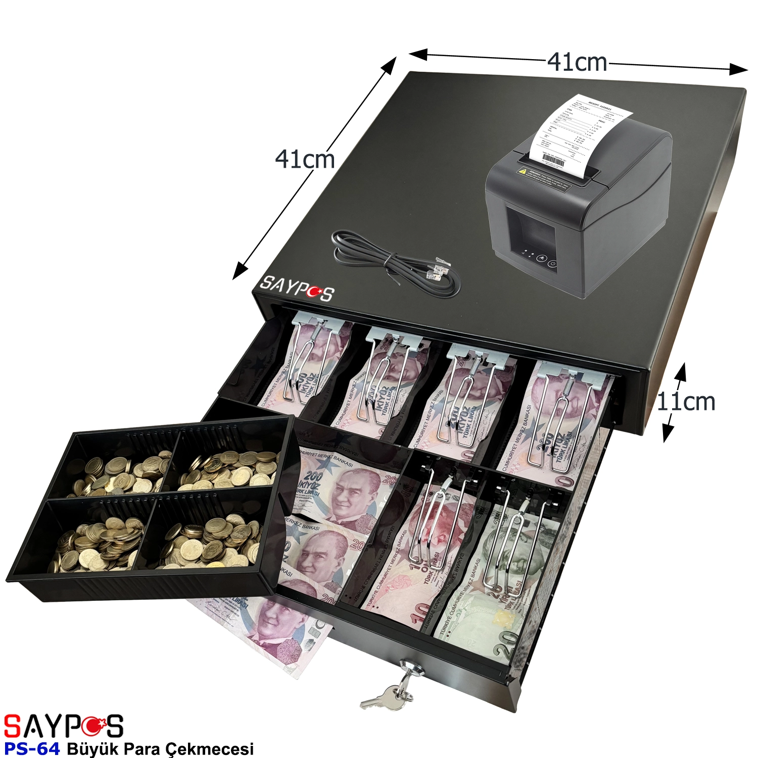 6%20Banknot%20Gözlü%2024V%20Fiş%20Yazıcılarla%20Uyumlu%20Pos%20Sistemiyle%20Entegre%20Büyük%20Para%20Çekmecesi%2041x41x11cm