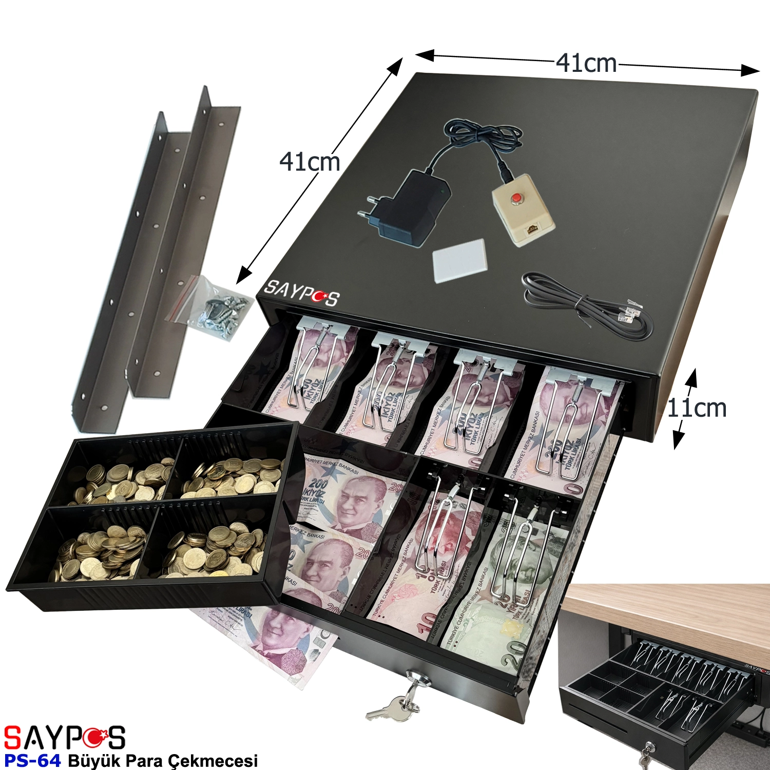 6%20Banknot%20Gözlü%20Kolay%20Açma%20Butonlu%20ve%20Montaj%20Askılı%20(Takım%20Halinde)%20Para%20Çekmecesi%2041x41x11cm
