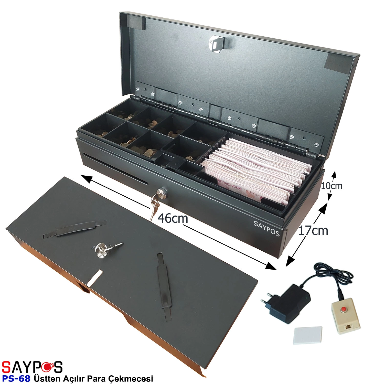 Kolay%20Açma%20Butonlu%20Flip%20Top%20Para%20Çekmecesi%20Anahtarlı%20Üstü%20Açılır%20Metal%20Para%20Kasası%2046x17x10cm