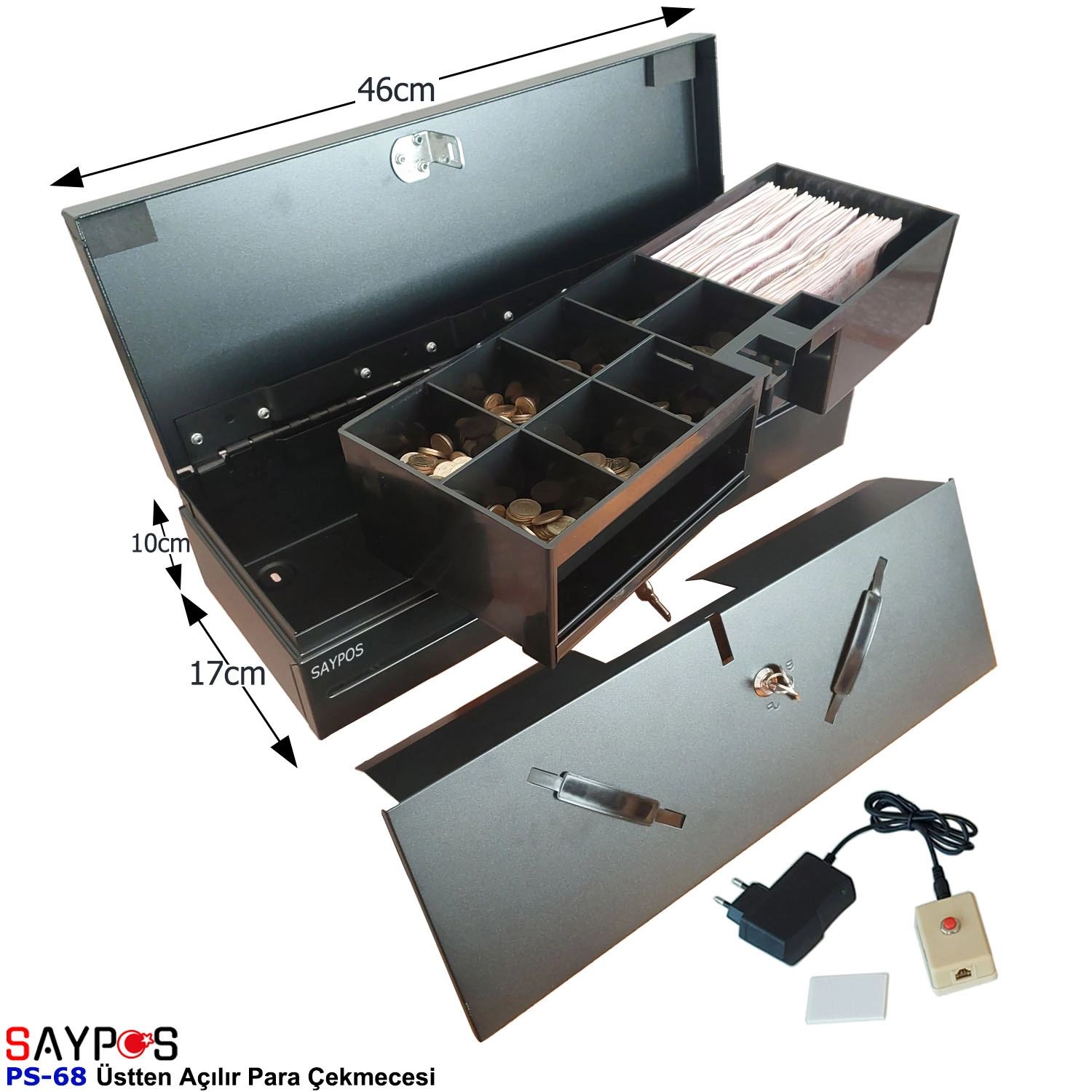 Kolay%20Açma%20Butonlu%20Flip%20Top%20Para%20Çekmecesi%20Anahtarlı%20Üstü%20Açılır%20Metal%20Para%20Kasası%2046x17x10cm