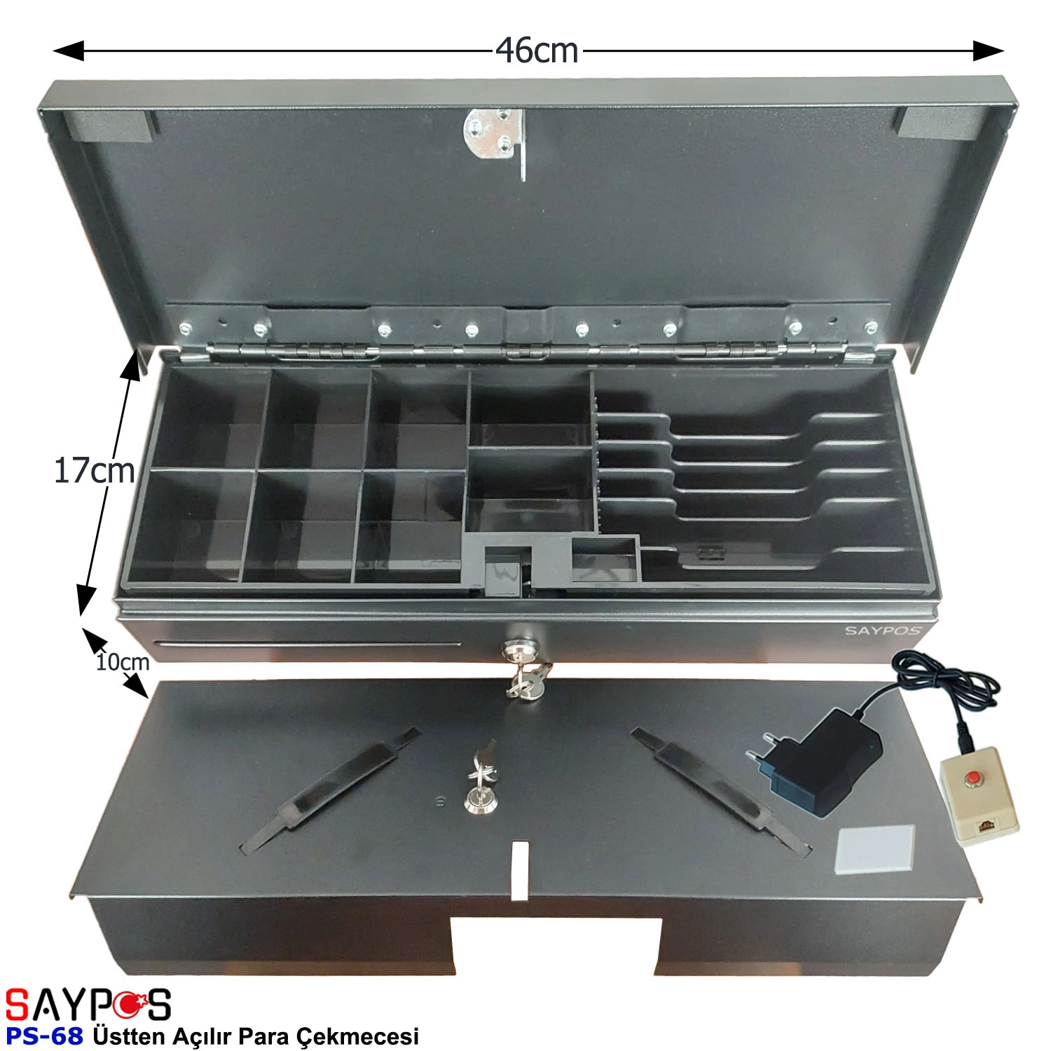 Kolay%20Açma%20Butonlu%20Flip%20Top%20Para%20Çekmecesi%20Anahtarlı%20Üstü%20Açılır%20Metal%20Para%20Kasası%2046x17x10cm