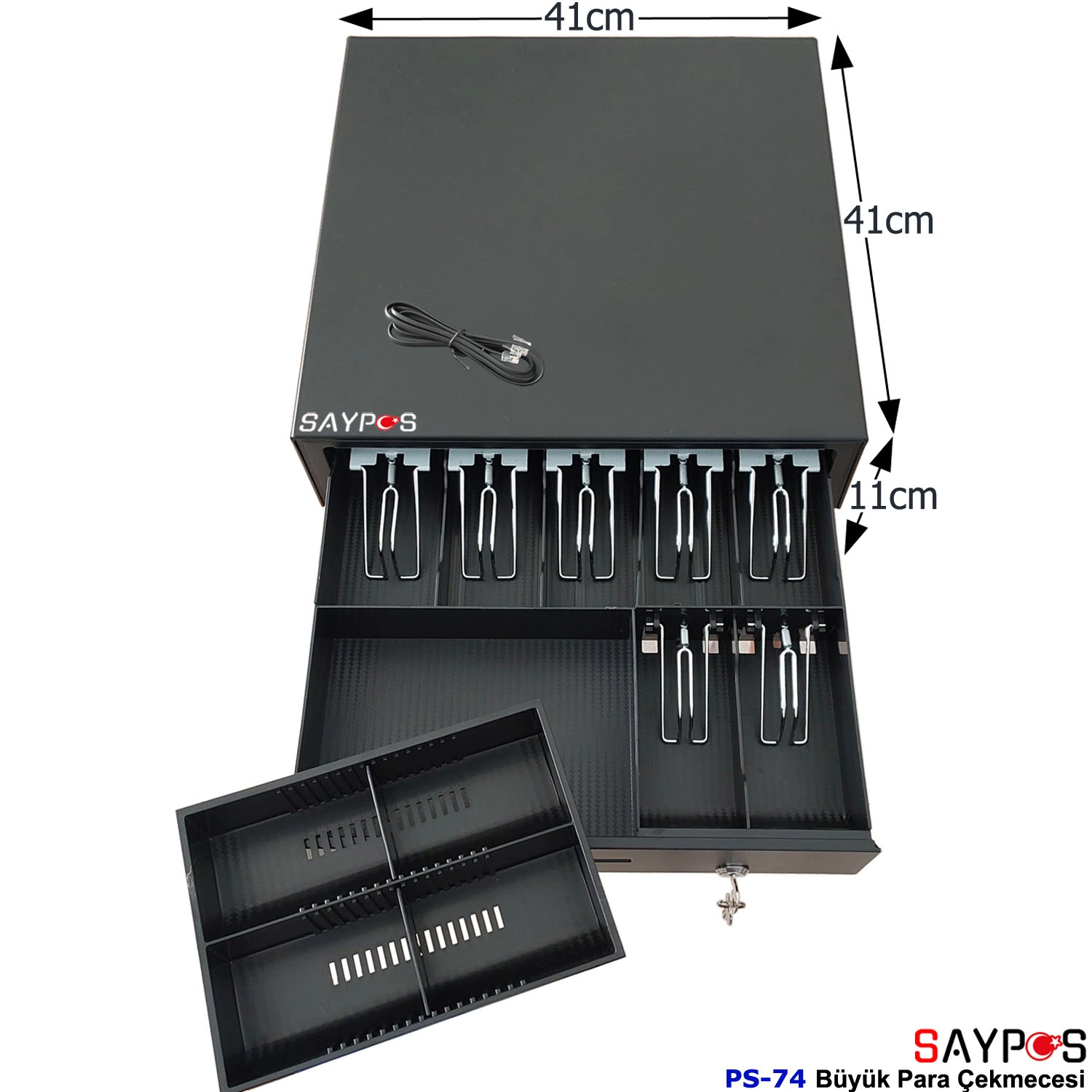 24V%20Fiş%20Yazıcılarla%20Uyumlu%20PC%20Pos%20Satış%20Sistemleri%20ile%20bağlantılı%20Açılır%20Para%20Çekmecesi%2041x41x11cm