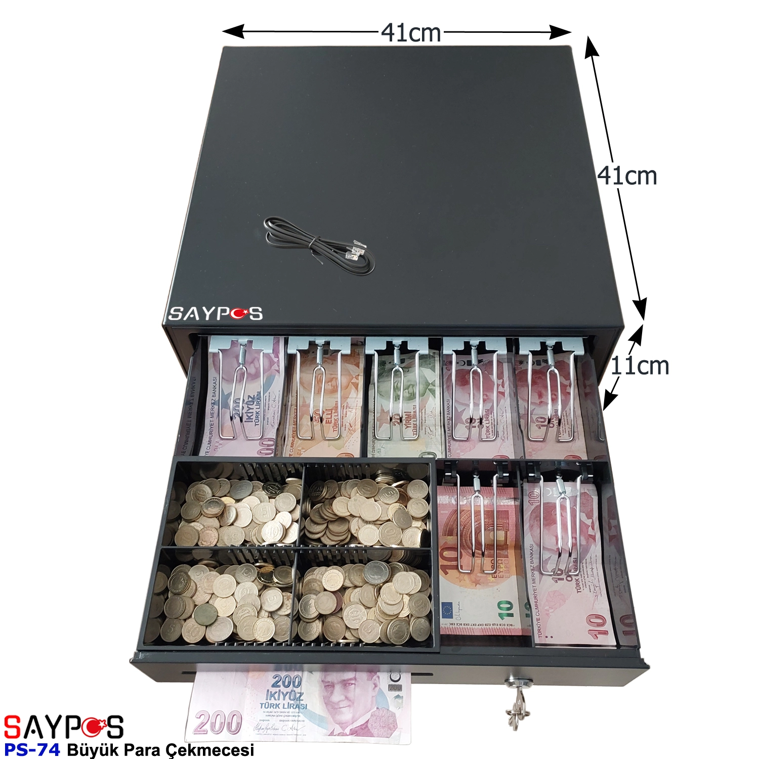 Verifone%20MX915%20Marka%20Yazarkasalarla%20Uyumlu%207%20Banknot%20Gözlü%20Büyük%20Para%20Çekmecesi%2041x41x11cm