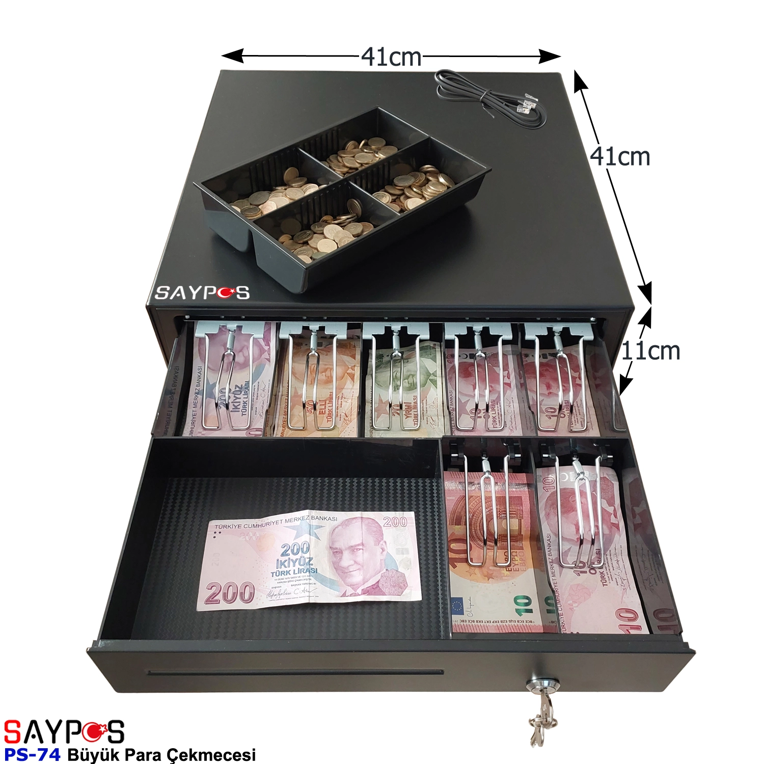 24V%20Fiş%20Yazıcılarla%20Uyumlu%20PC%20Pos%20Satış%20Sistemleri%20ile%20bağlantılı%20Açılır%20Para%20Çekmecesi%2041x41x11cm