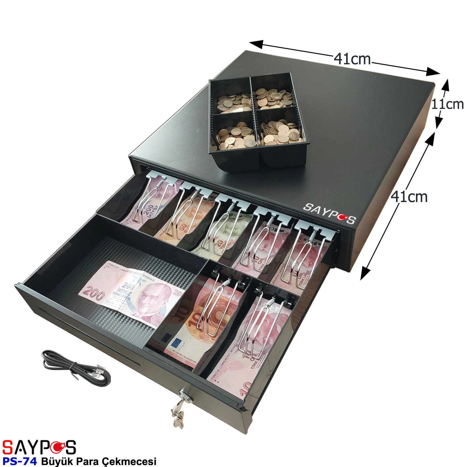 24V%20Fiş%20Yazıcılarla%20Uyumlu%20PC%20Pos%20Satış%20Sistemleri%20ile%20bağlantılı%20Açılır%20Para%20Çekmecesi%2041x41x11cm