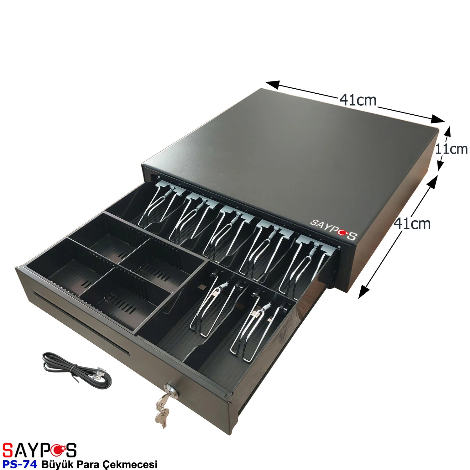 24V%20Fiş%20Yazıcılarla%20Uyumlu%20PC%20Pos%20Satış%20Sistemleri%20ile%20bağlantılı%20Açılır%20Para%20Çekmecesi%2041x41x11cm