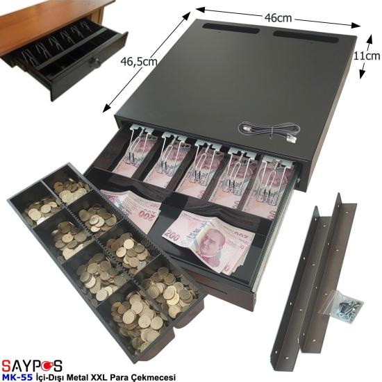 Montaj Askılı İçi-Dışı Full Metal 5 Geniş Banknotluk Ekstra Büyük Ağır Yük Para Çekmecesi