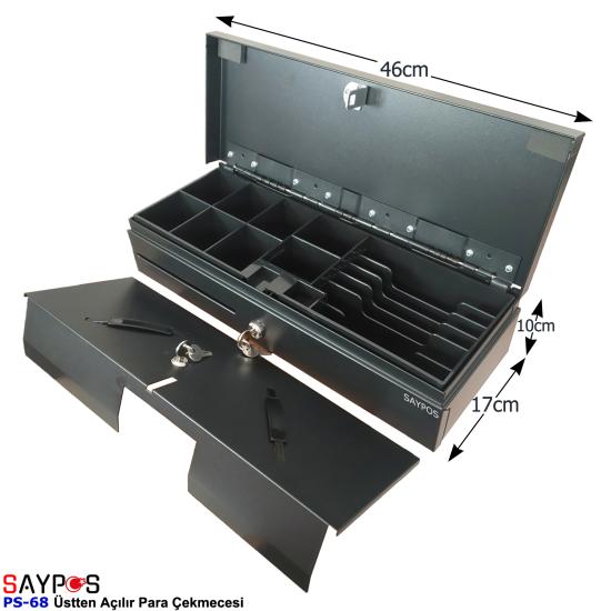 Flip Top Para Çekmecesi 12V Pos Bağlantılı Üstten Açılır Metal Para Kasası