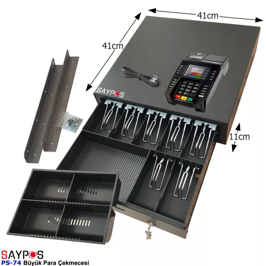 Masa Altı Montaj Askılı ve Ingenico Move5000F/iDE280 Yazarkasalarla Uyumlu Para Çekmecesi 41x41x11cm