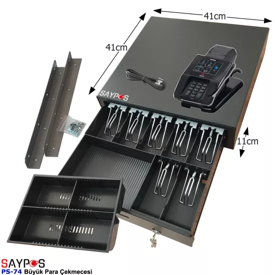Masa Altı Montaj Askılı ve Verifone MX915 Yazarkasalarla Uyumlu 7 Banknot Para Çekmecesi 41x41x11cm