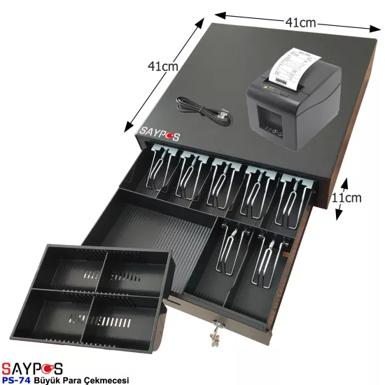 24V Fiş Yazıcılarla Uyumlu PC Pos Satış Sistemleri ile bağlantılı Açılır Para Çekmecesi 41x41x11cm