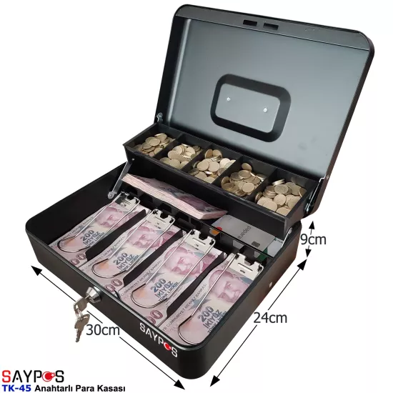 Saypos TK45 Para Kasası 4 Banknot 5 Madeni Para Gözlü 30x24x9cm
