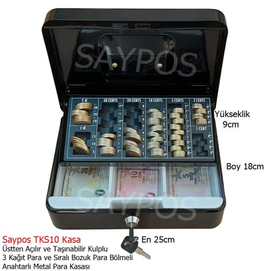 Saypos Orta Boy Para Kasası Sıralı Madeni Para Bölmeli 3 Banknot Gözlü