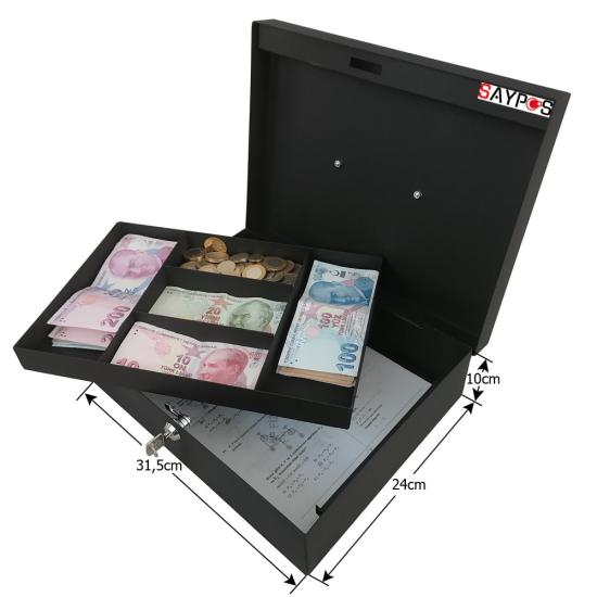 Büyük Boy Para Kasası 2 Banknot 3 Madeni Para Gözlü Metal Para Kutusu