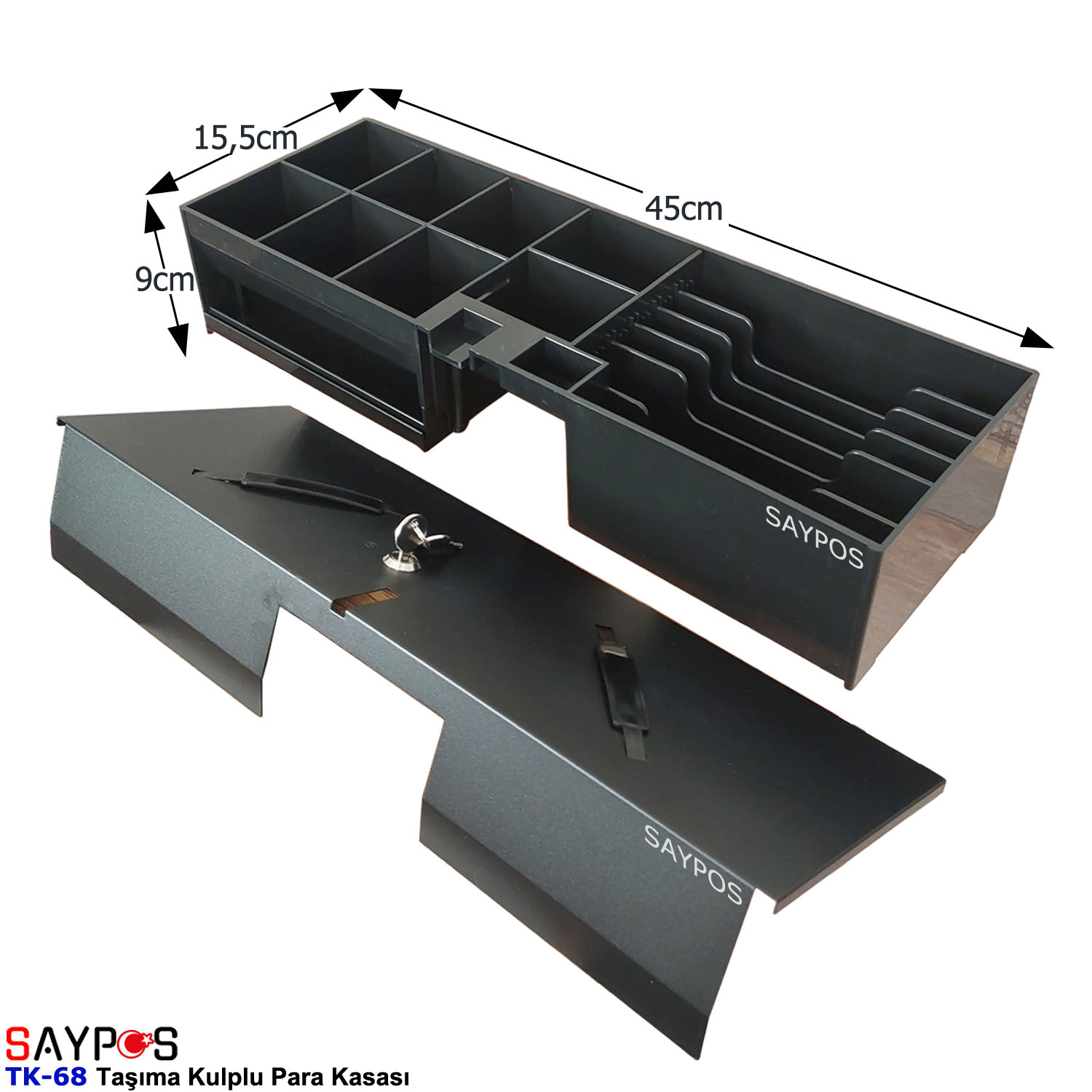 Saypos%20TK68%20Para%20Kasası%20Taşıma%20Kulplu%206%20Banknot%208%20Madeni%20Para%20Gözlü%2045x15,5x9cm