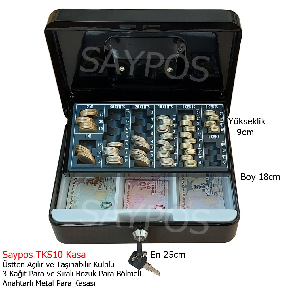 Saypos%20Orta%20Boy%20Metal%20Bozuk%20Para%20Kasası%203%20Banknot%20Gözlü%20Taşınabilir%20Para%20Kutusu%2025x18x9cm