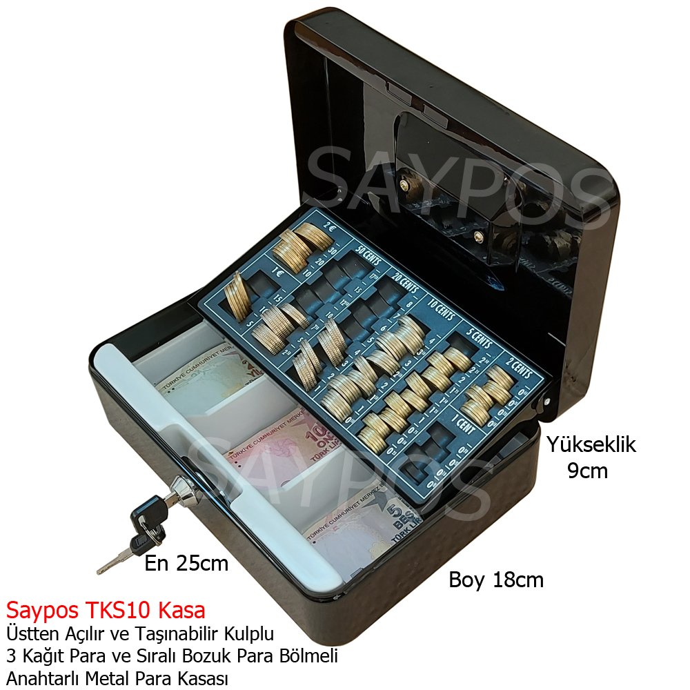 Saypos%20Orta%20Boy%20Metal%20Bozuk%20Para%20Kasası%203%20Banknot%20Gözlü%20Taşınabilir%20Para%20Kutusu%2025x18x9cm