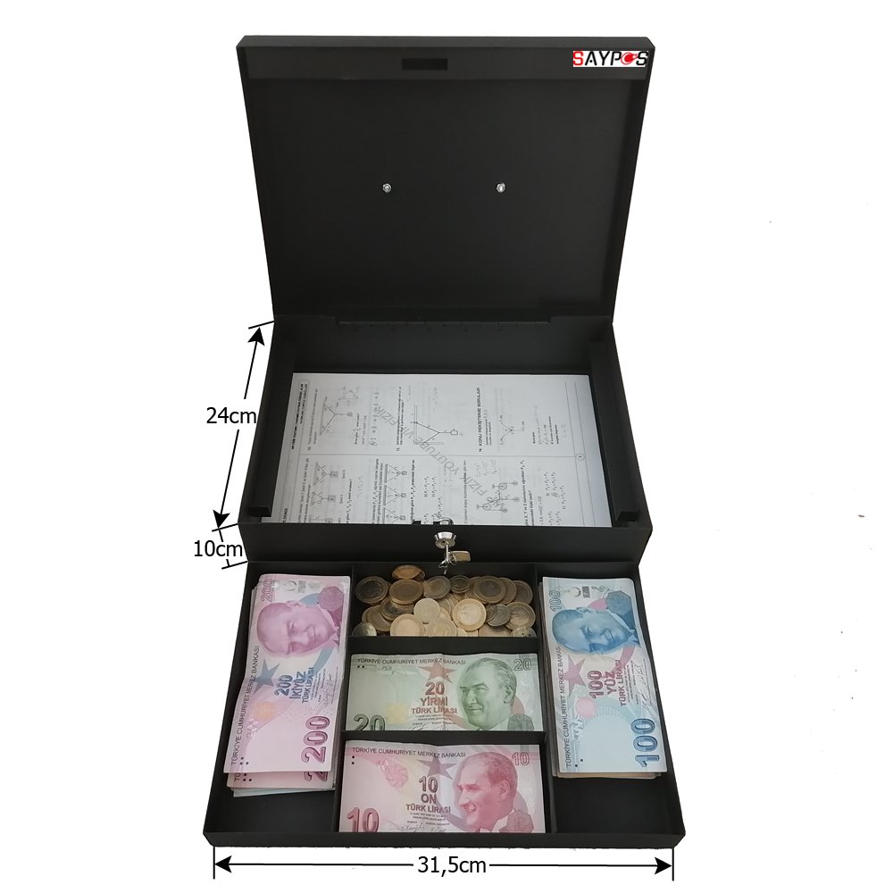 Saypos%20Büyük%20Boy%20Metal%20Para%20Kasası%202%20Banknot%203%20Madeni%20Para%20Gözlü%20Taşıma%20Kulplu%2031,5x24x10cm