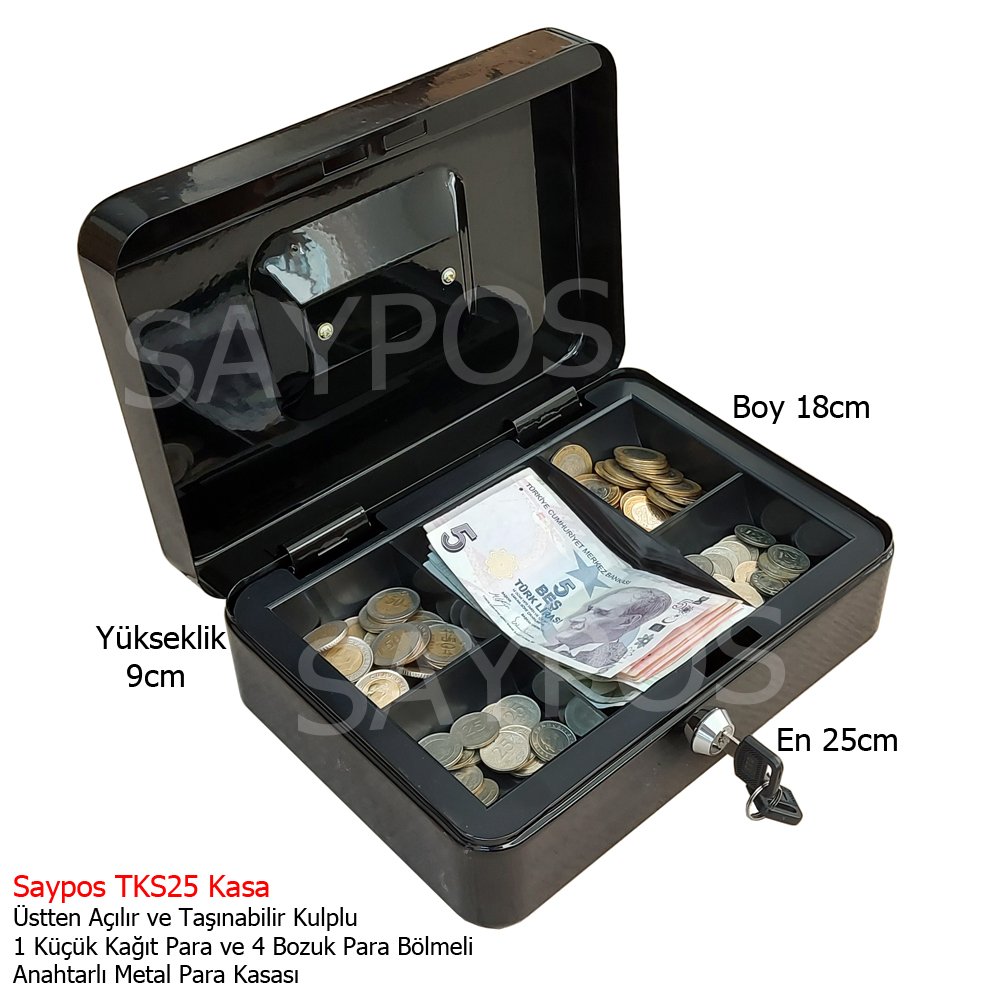 Saypos%20Taşınabilir%20Metal%20Para%20Kasası%201%20Banknot%204%20Madeni%20Para%20Gözlü%20Orta%20Boy%2025x18x9cm