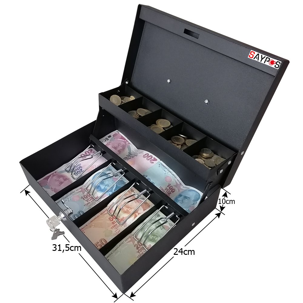 Saypos%20Büyük%20Boy%20Metal%20Para%20Kasası%204%20Banknot%205%20Bozuk%20Para%20Bölmeli%20Taşıma%20Kulplu%2031,5x24x10cm